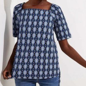 Loft Print Square Neckline Top